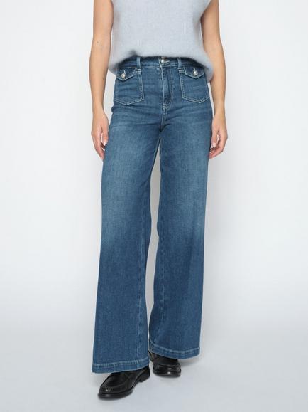MOS MOSH Colette Wide Leg Fit Jeans, Red, Blue