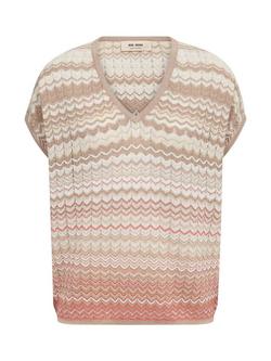 MOS MOSH Mmshani Zig Zag V-Neck Knit Jumper, Ecru, Ecru