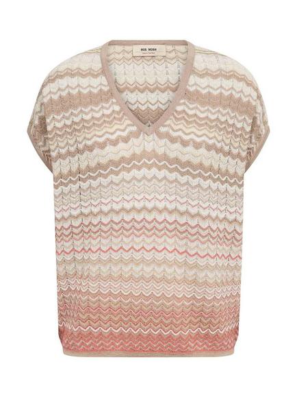 MOS MOSH Mmshani Zig Zag V-Neck Knit Jumper, Ecru, Ecru