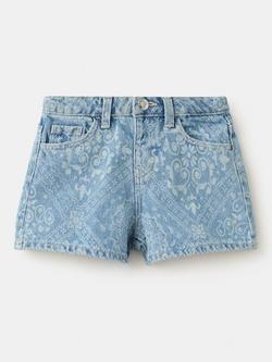 Mango Kids' High Rise Printed Shorts, Light Blue, Light Blue