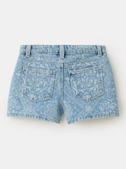 Mango Kids' High Rise Printed Shorts, Light Blue - view 2, Light Blue