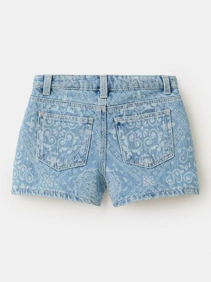 Mango Kids' High Rise Printed Shorts, Light Blue - view 2, Light Blue