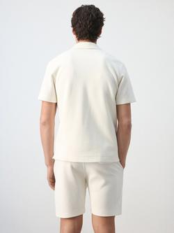 Mango Textured Cotton Knit Cuban Collar Short Sleeve Shirt, Raw - view 2, Raw