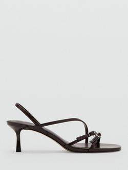 Mango Kitten Heel Strappy Sandals, Chocolate, Chocolate