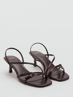Mango Kitten Heel Strappy Sandals, Chocolate - view 2, Chocolate