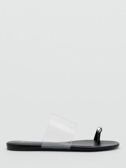 Mango Toe Ring Band Sandals, Black, Black
