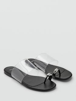 Mango Toe Ring Band Sandals, Black - view 2, Black