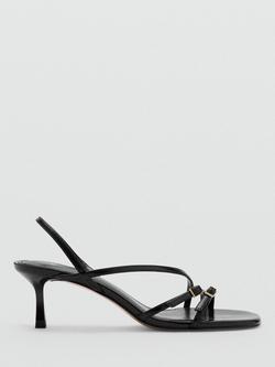Mango Kitten Heel Strappy Sandals, Black, Black