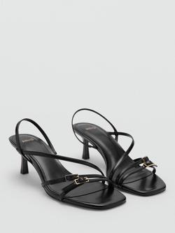 Mango Kitten Heel Strappy Sandals, Black - view 2, Black