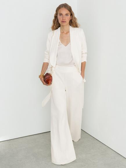 Reiss Clover Wide Leg Tailored Trousers, White, White