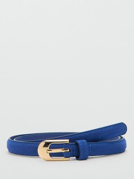 Mango Slim Buckle Waist Belt, Blue