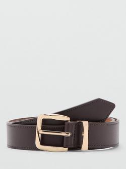 Mango Square Buckle Waist Belt, Chocolate
