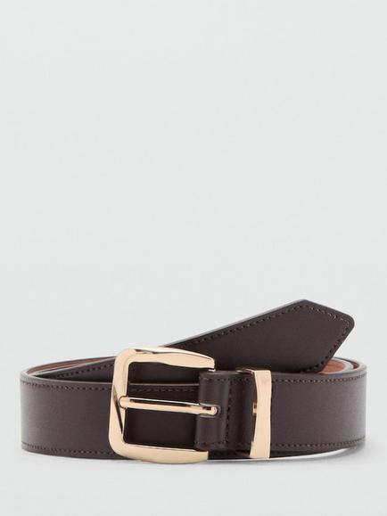 Mango Square Buckle Waist Belt, Chocolate