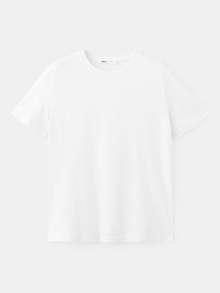 Mango Pure Cotton Short Sleeve T-Shirt, White, White