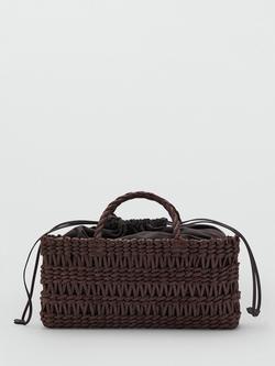 Mango Woven Cinch Top Market Tote Bag, Chocolate, Chocolate