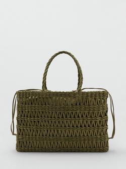 Mango Artisan Woven Market Tote Bag, Khaki, Khaki