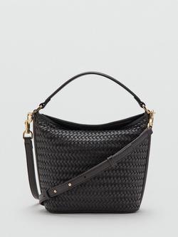 Mango Woven Mini Crossbody Satchel Bag, Chocolate, Chocolate