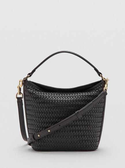 Mango Woven Mini Crossbody Satchel Bag, Chocolate, Chocolate