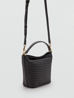 Mango Woven Mini Crossbody Satchel Bag, Chocolate - view 2, Chocolate