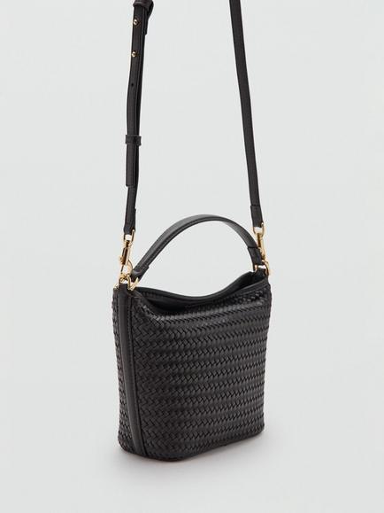 Mango Woven Mini Crossbody Satchel Bag, Chocolate - view 2, Chocolate