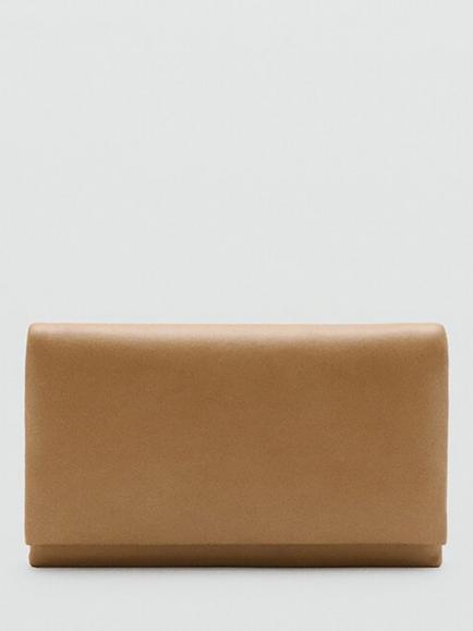 Mango Faux Leather Envelope Clutch Bag, Ochre