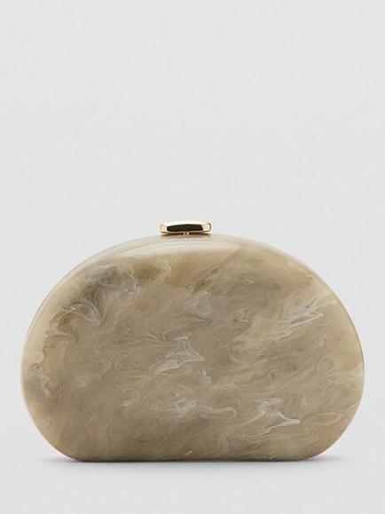 Mango Marble Effect Clutch Bag, Stone, Stone