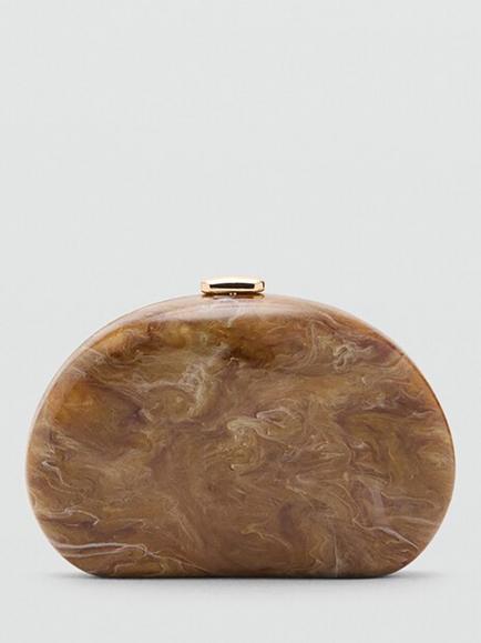 Mango Oval Clutch Bag, Cognac, Cognac