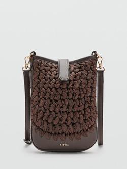 Mango Woven Crossbody Phone Pouch, Chocolate