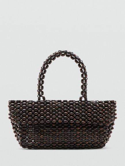 Mango Maddi Beaded Grab Bag, Chocolate, Chocolate