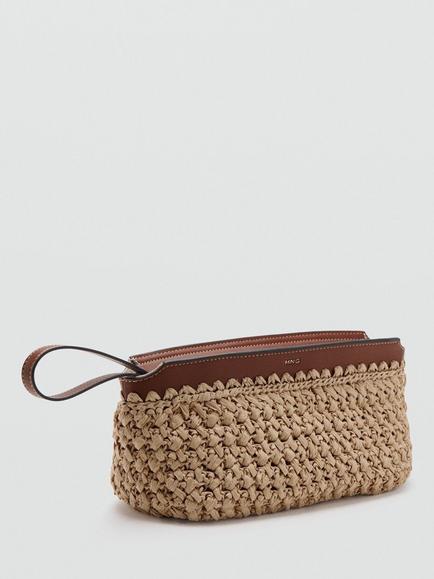Mango Woven Clutch Bag, Beige - view 2, Beige