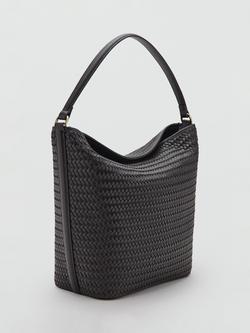 Mango Woven Hobo Shoulder Bag, Chocolate - view 2, Chocolate