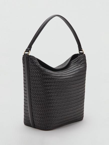 Mango Woven Hobo Shoulder Bag, Chocolate - view 2, Chocolate