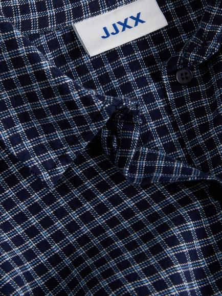JJXX Kids' Jamie Oversized Flannel Twill Check Shirt, Dark Blue - view 2, Dark Blue