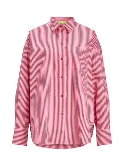JJXX Kids' Jamie Cotton Poplin Long Sleeve Stripe Shirt, Demitasse, Demitasse