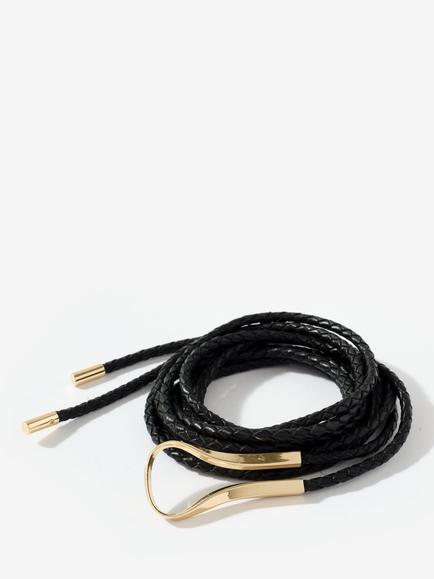 Mint Velvet Handwoven Leather Tie Waist Belt, Black