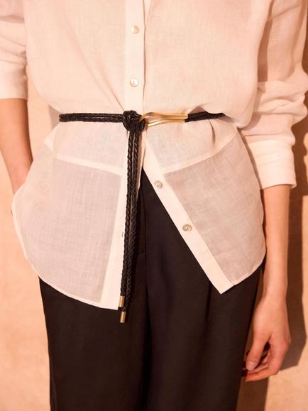 Mint Velvet Handwoven Leather Tie Waist Belt - view 2, Black