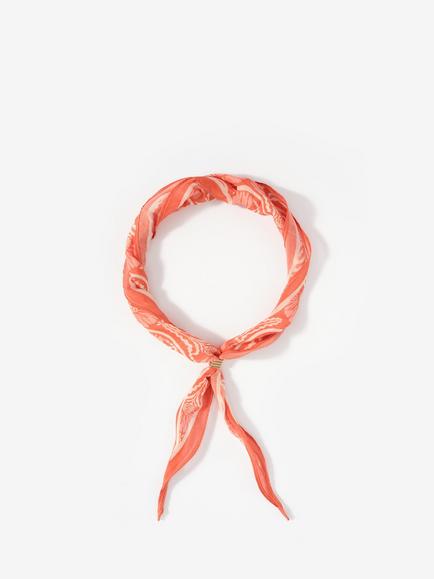 Mint Velvet Floral Print Skinny Cotton Rich Scarf, Orange/Multi, Orange/Multi