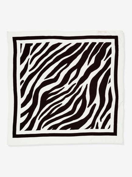 Mint Velvet Zoe Zebra Print Satin Square Scarf, Black, Black