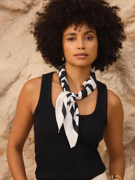 Mint Velvet Zoe Zebra Print Satin Square Scarf, Black - view 2, Black