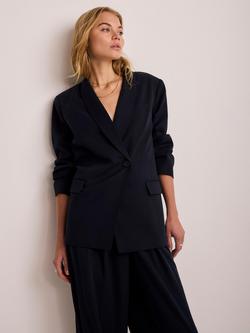 Mint Velvet Single Breasted Blazer, Blue Navy