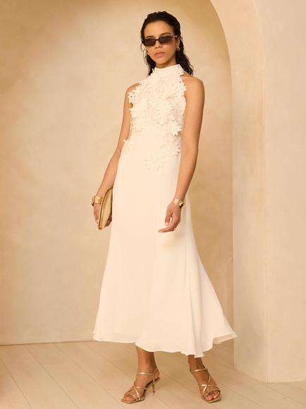 Mint Velvet Floral Textured Maxi Dress, Natural Cream, Natural Cream
