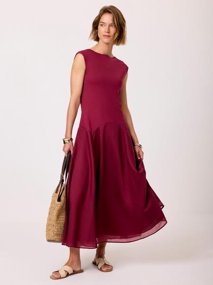 Mint Velvet Sleeveless Fit and Flare Midi Dress, Red
