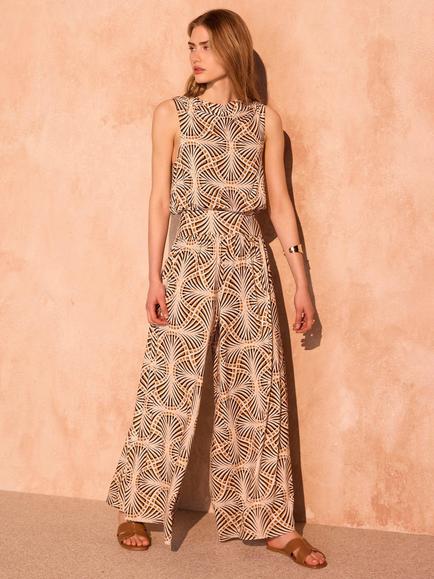 Mint Velvet Sleeveless Geo Print Jumpsuit, Black/Multi - view 2, Black/Multi