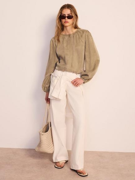 Mint Velvet Long Sleeve Bomber Blouse, Green, Green