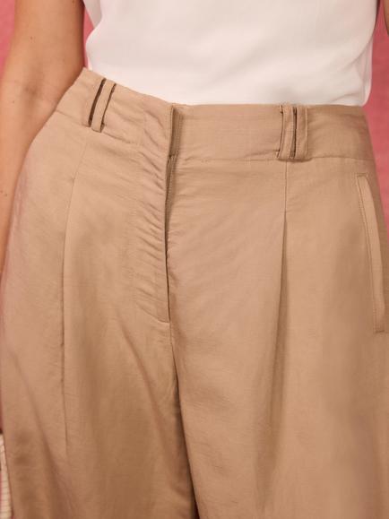 Mint Velvet Linen Blend Wide Leg Trousers, Brown Camel - view 2, Brown Camel