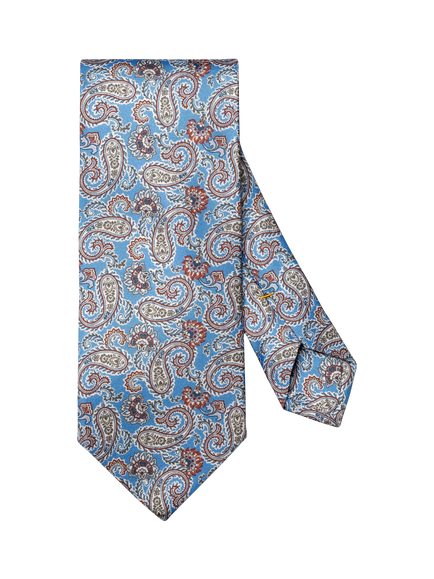 Eton Silk Twill Paisley Print Tie, Blue, Blue