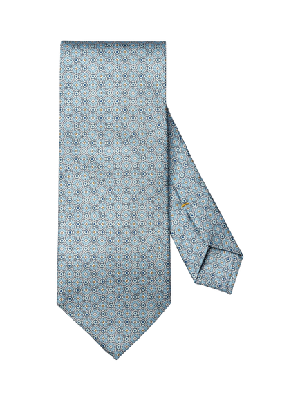 Eton Medallion Print Silk Tie, Light Blue