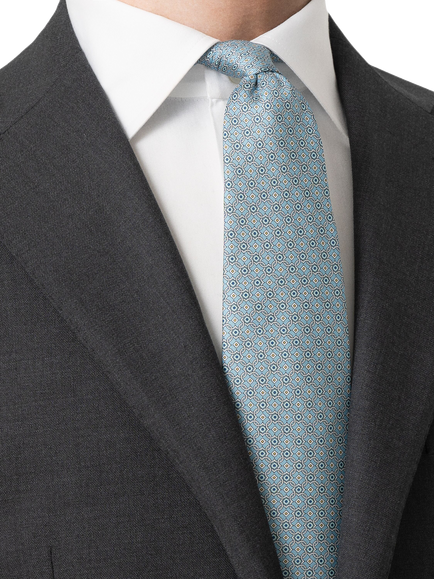 Eton Medallion Print Silk Tie - view 2, Light Blue