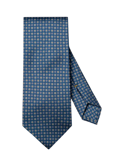 Eton Micro Floral Print Silk Tie, Navy Blue, Navy Blue