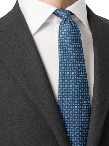 Eton Micro Floral Print Silk Tie, Navy Blue - view 2, Navy Blue